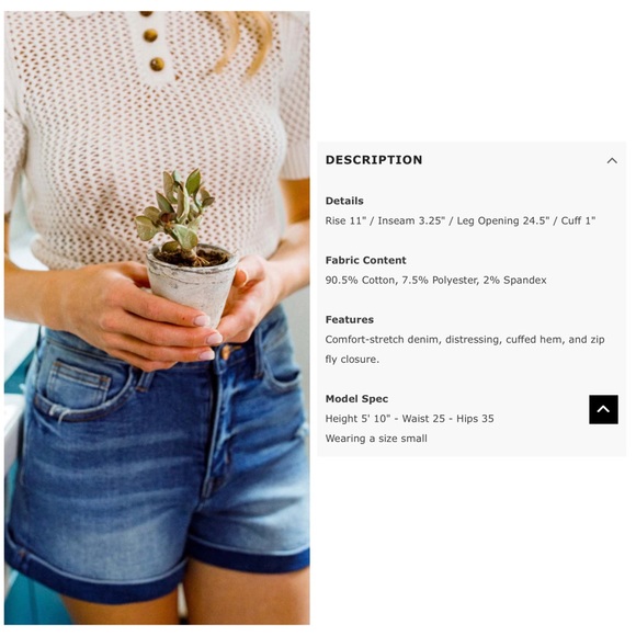 NWT Vervet Super High Rise Mom Shorts with Self Faced Cuff Cortney Short - Picture 4 of 16